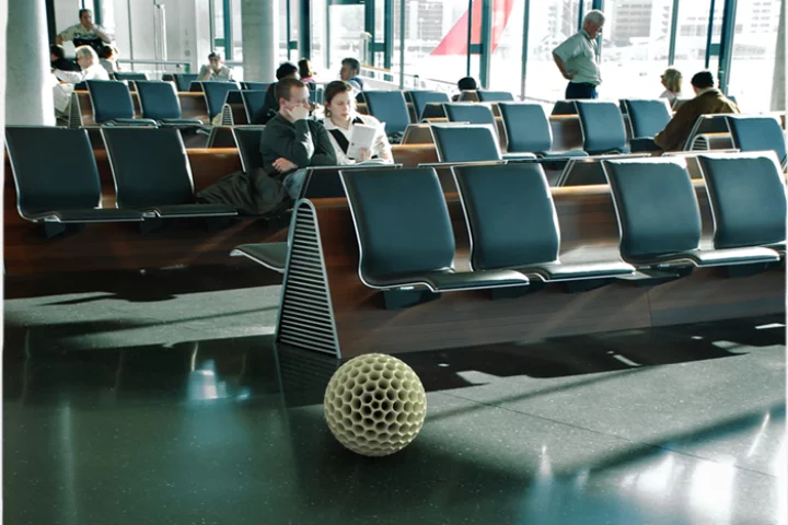 The Dustball robotic vacuum cleaner would roll around public spaces, like airports and train stations