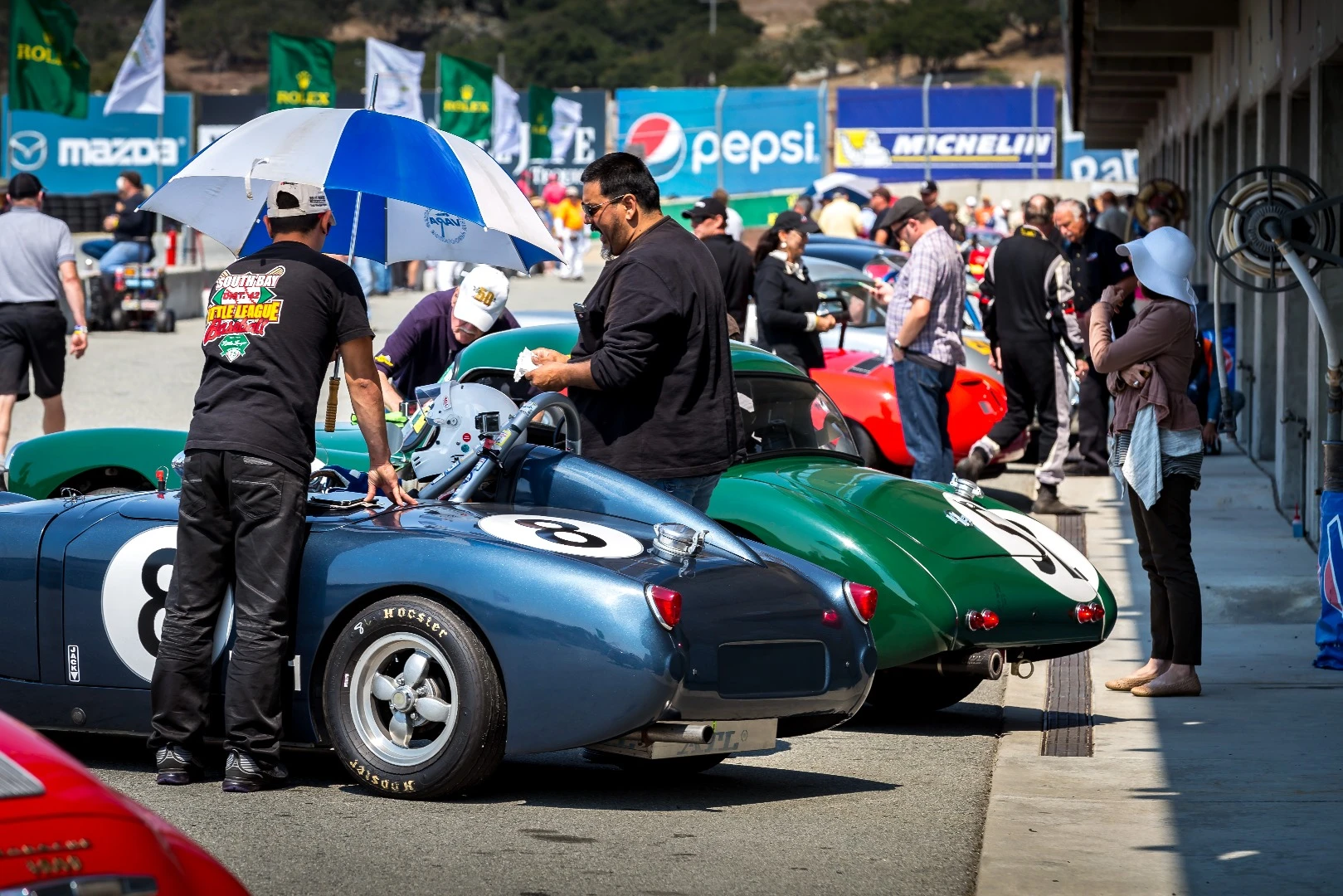 Looking down range on pit row