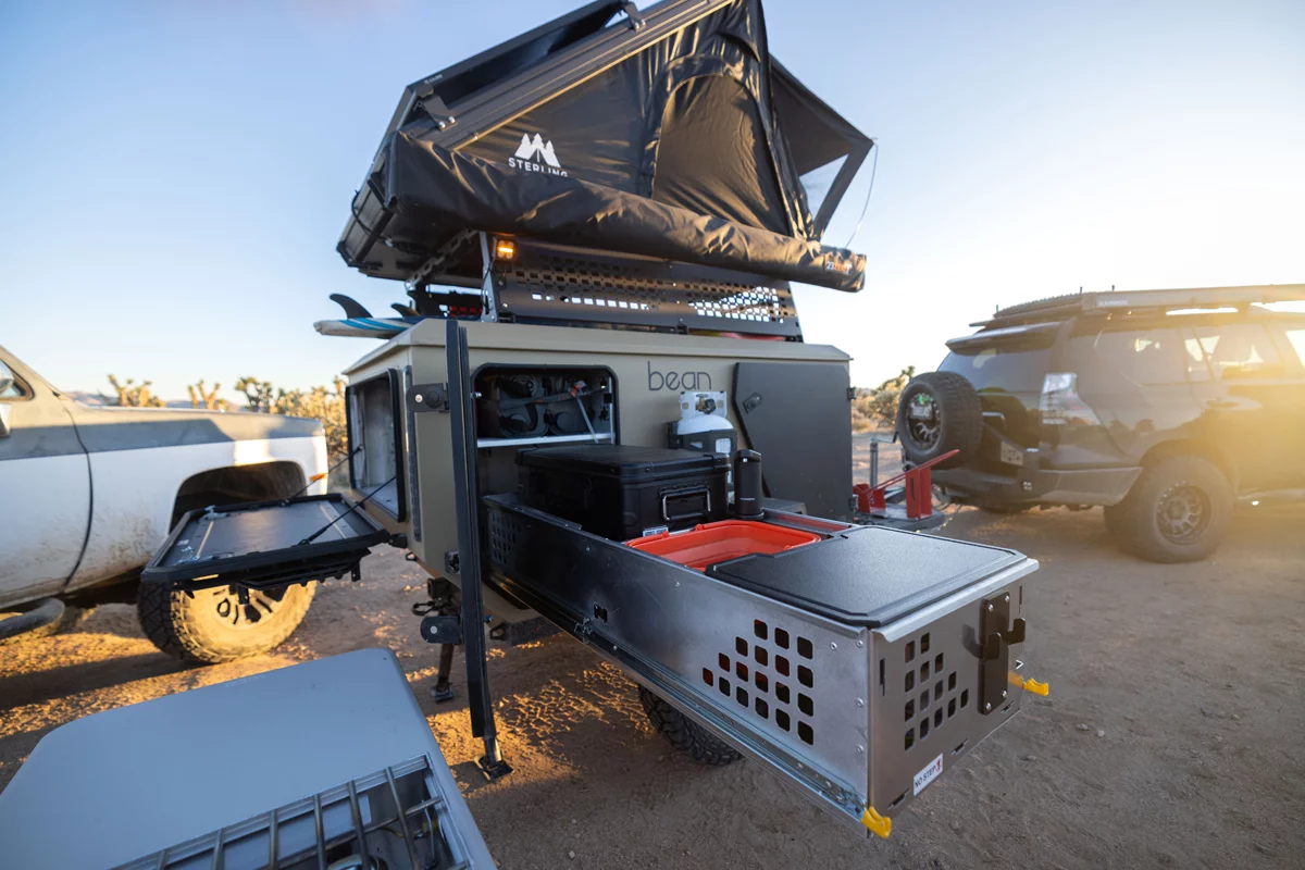 The cutting board worktop fits neatly on top of the galley drawer
