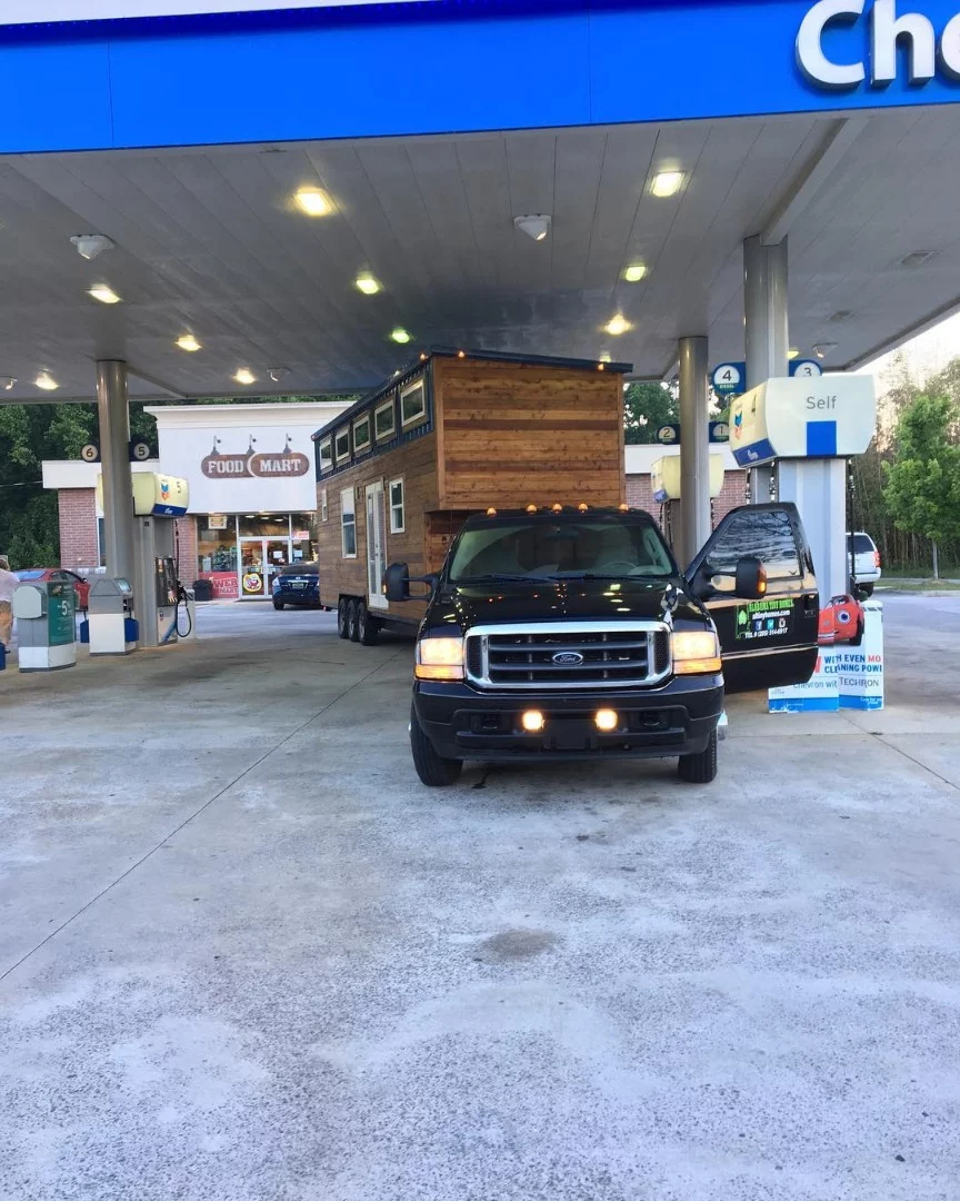 The Journey tiny house being delivered to its new home