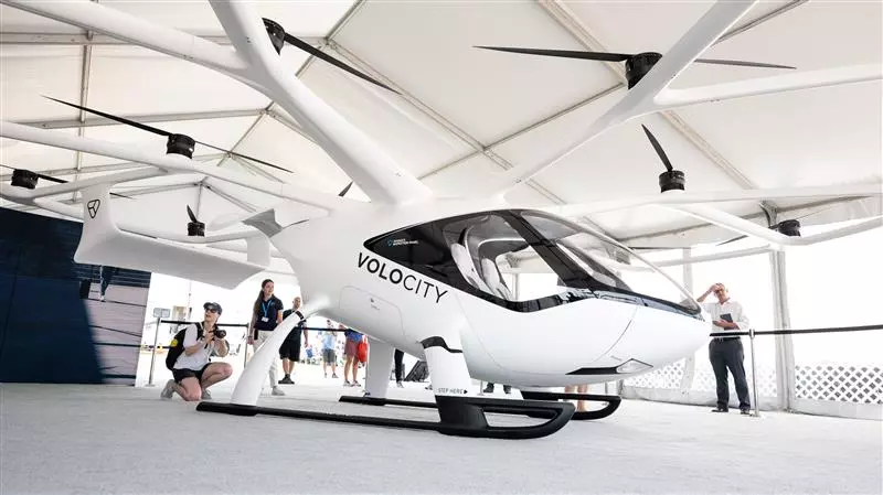 A model of Volocopter's VoloCity on show at EAA AirVenture Oshkosh 2021