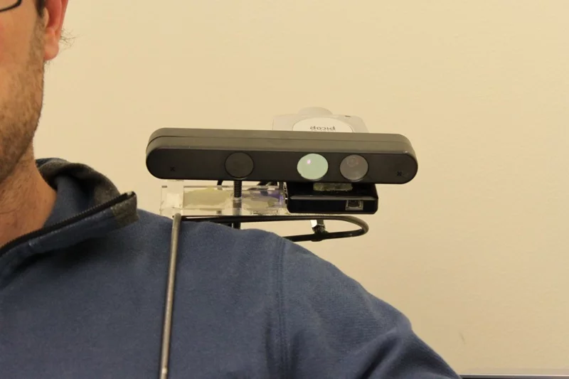 Shoulder-mounted OmniTouch prototype
