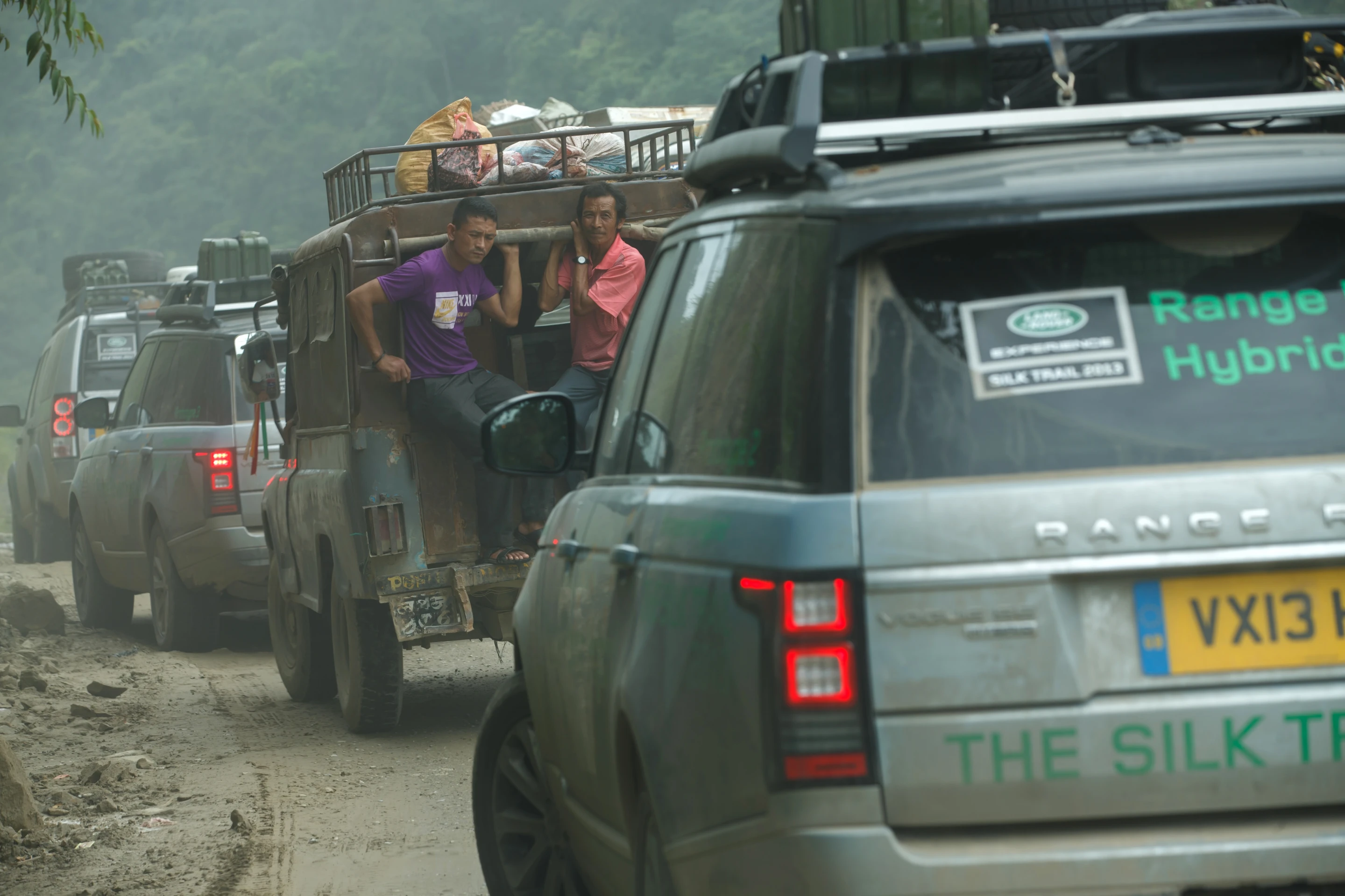 Land Rover's journey include negotiating crowded streets