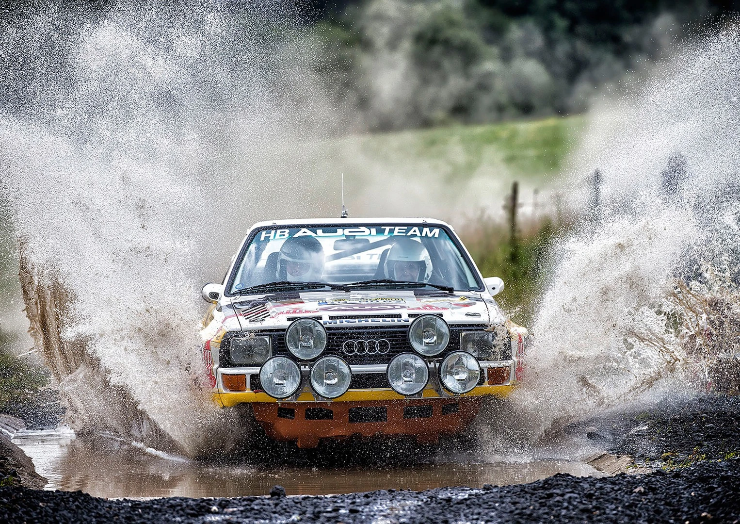 Audi's 1984 Group B car making a splash