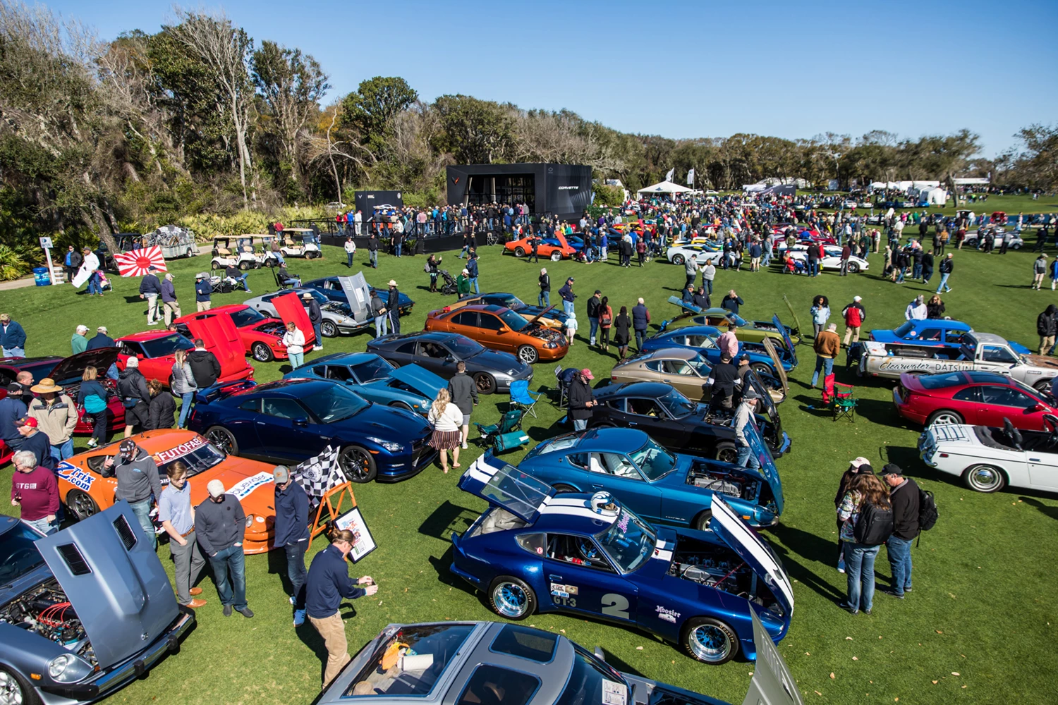 Founded in 2013, "Cars & Coffee at the Concours" allows individuals with vintage, exotic, and collectible vehicles to gather on the show field on Saturday. Cars & Coffee at the Concours is free to spectators, but participants must submit an application with the fee for showing a car. The event generally fills up in December or early January. Unlike the concours that is limited to a select group of vehicles with unique historical significance specifically chosen to tell a thoughtfully-scripted story, Saturday’s Cars & Coffee at the Concours features a diverse group of vehicles that celebrate the automotive enthusiast's spirit.