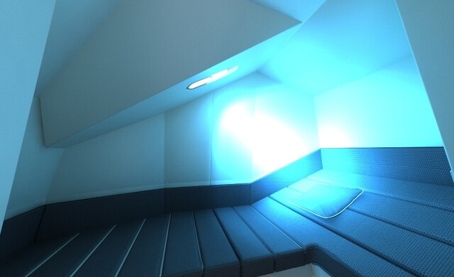 CalmSpace features an immersive environment comprised of sound and light designed to aid the process of power napping