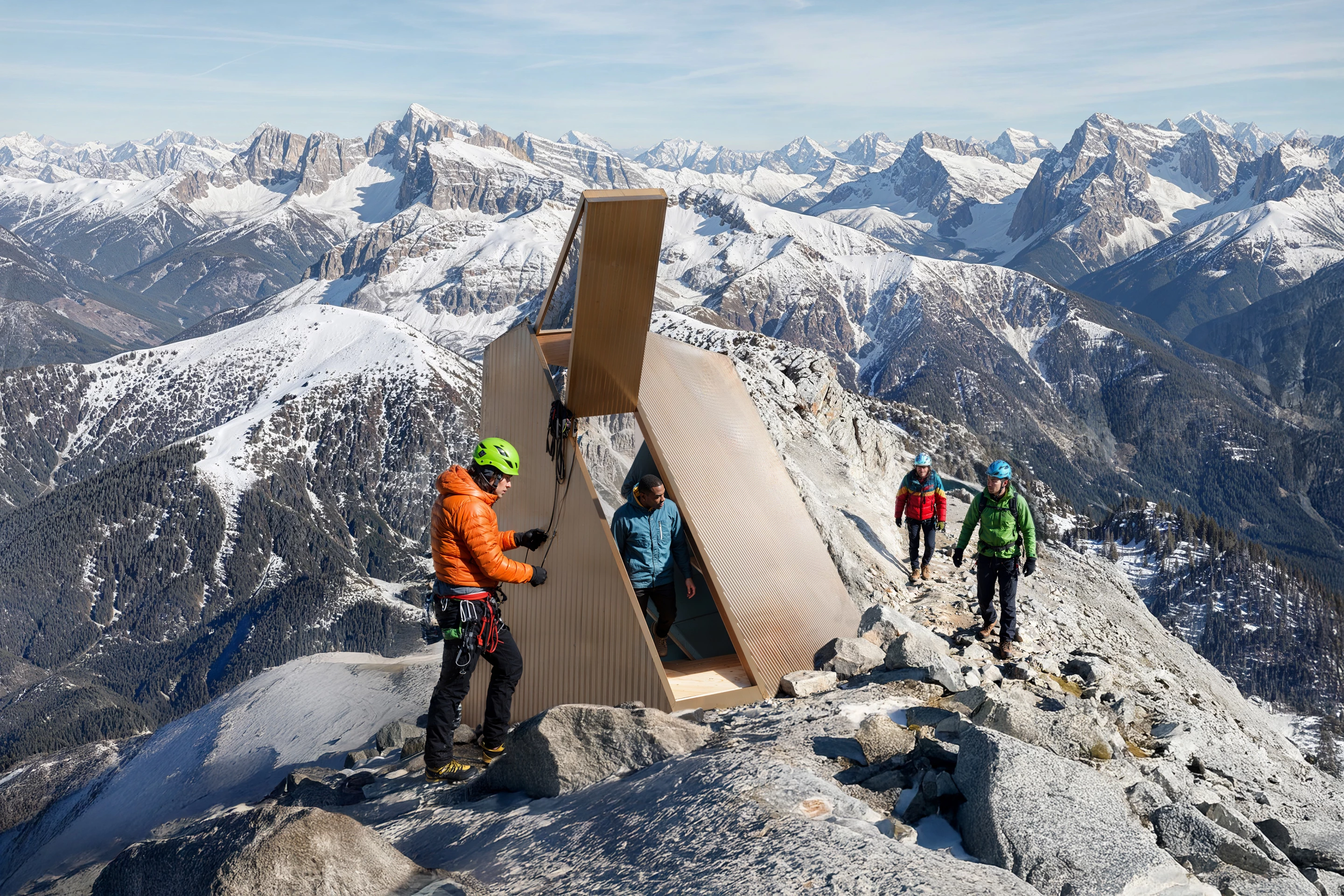 L'abri sera fabriqué hors site, puis transporté par avion jusqu'à son emplacement dans les Alpes italiennes. (Source : Carlo Ratti Associati)