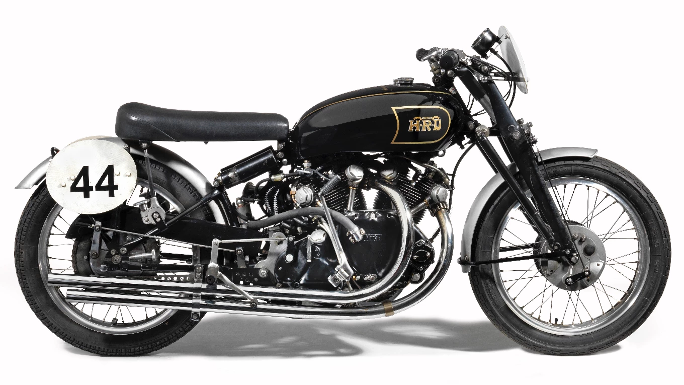 One of approximately 30 examples ever built of the ultimate Vincent V-twin performance bike, this 1949 model had never been accident damaged, was expected to fetch between $400,000 and $500,000, but ultimately bidding petered out in the low $300,000 range. Auction Description