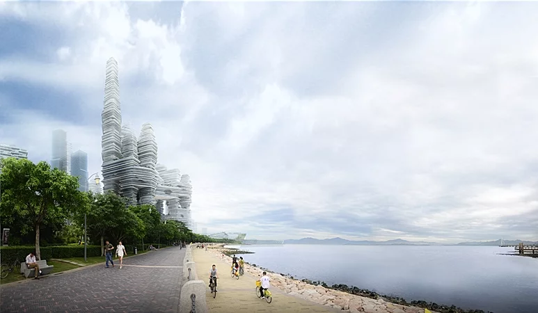 A view of Cloud Citizens along the shore