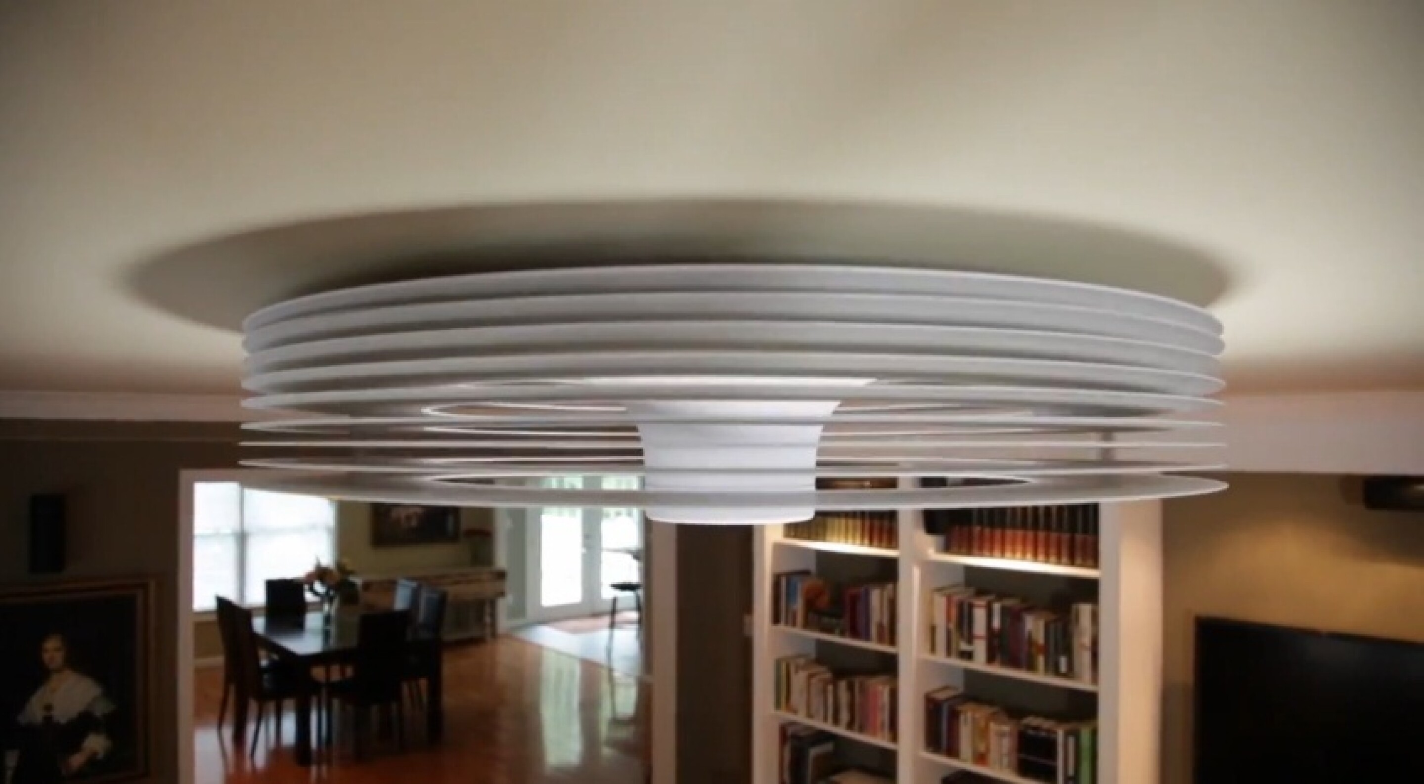 Bladeless ceiling fan uses vortex airflow to regulate room temperature