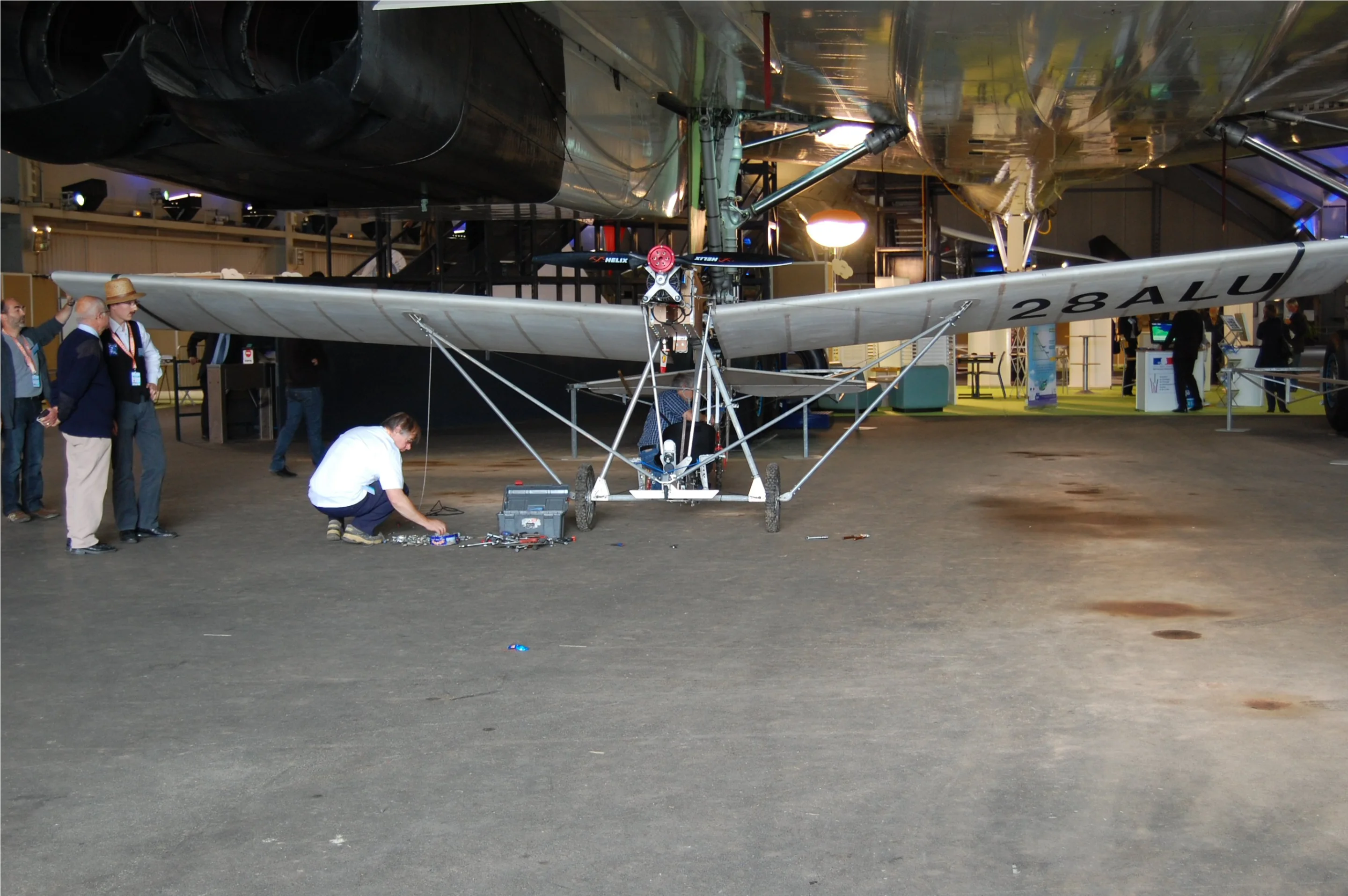 Some final adjustements before taking to the air at Le Bourget airfield in Paris during the Green Air Show