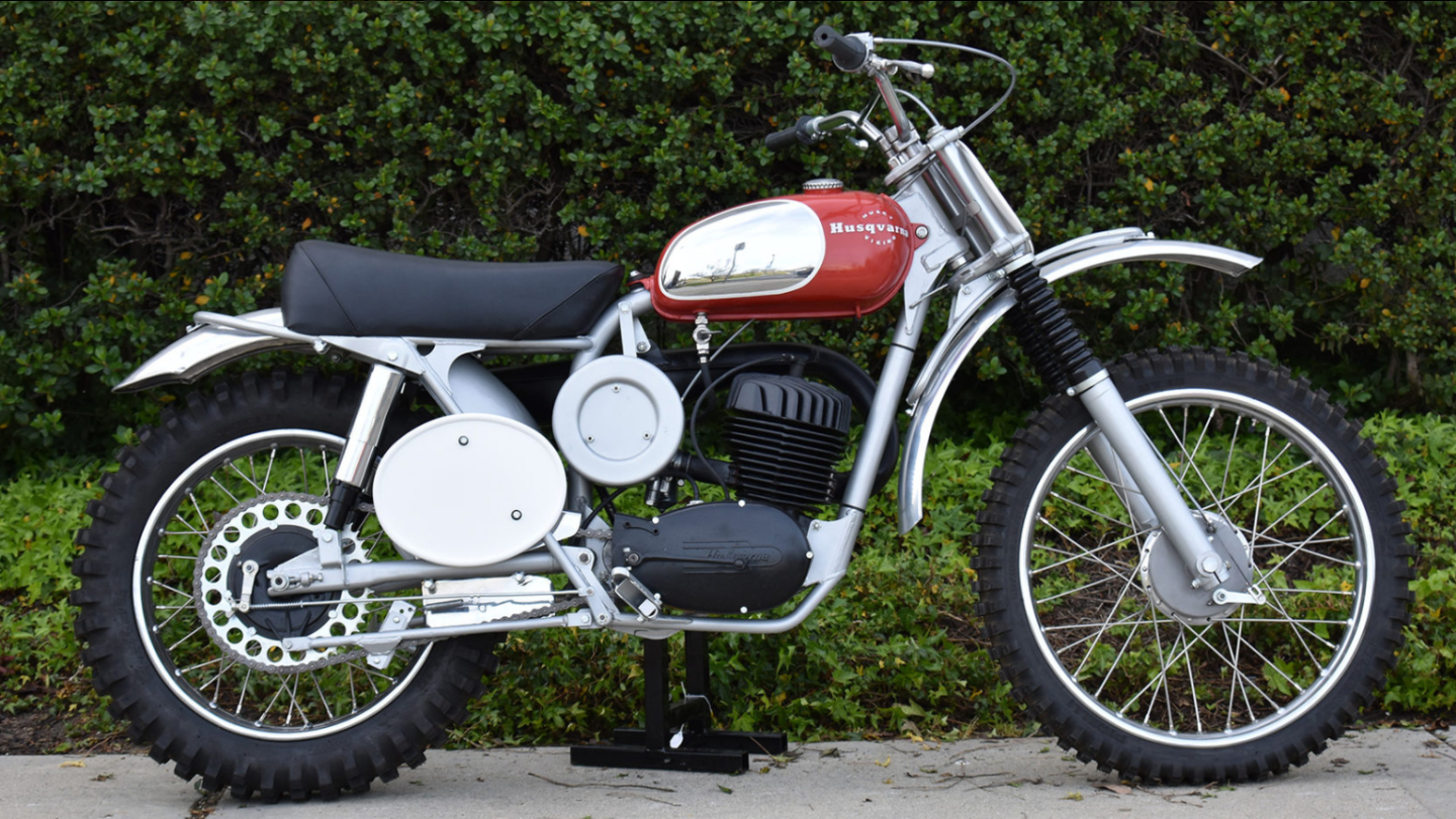 Bud Ekins is one of Hollywood's best known stuntmen of the 1960s and 1970s, not to mention Steve McQueen's great mate and fellow adventurer. This 1968 Husqvarna 360 Motocross was one of the few celebrity Husqvarnas to achieve a premium at the Las Vagas auctions. Auction Description