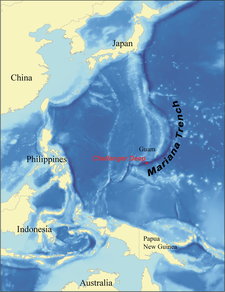 Location of Mariana Trench and the Challenger Deep