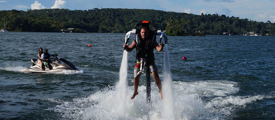 Like other jetpacks, the H3X shoots the rider out of the water using a powerful water jet system