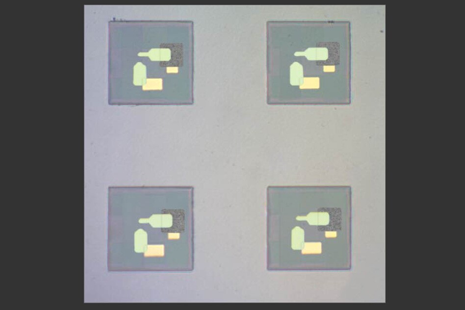Optical images show circuits attached to particles just a few hundred nanometers across