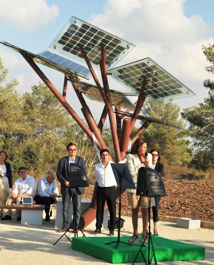 The solar panels and branches also provide some shade