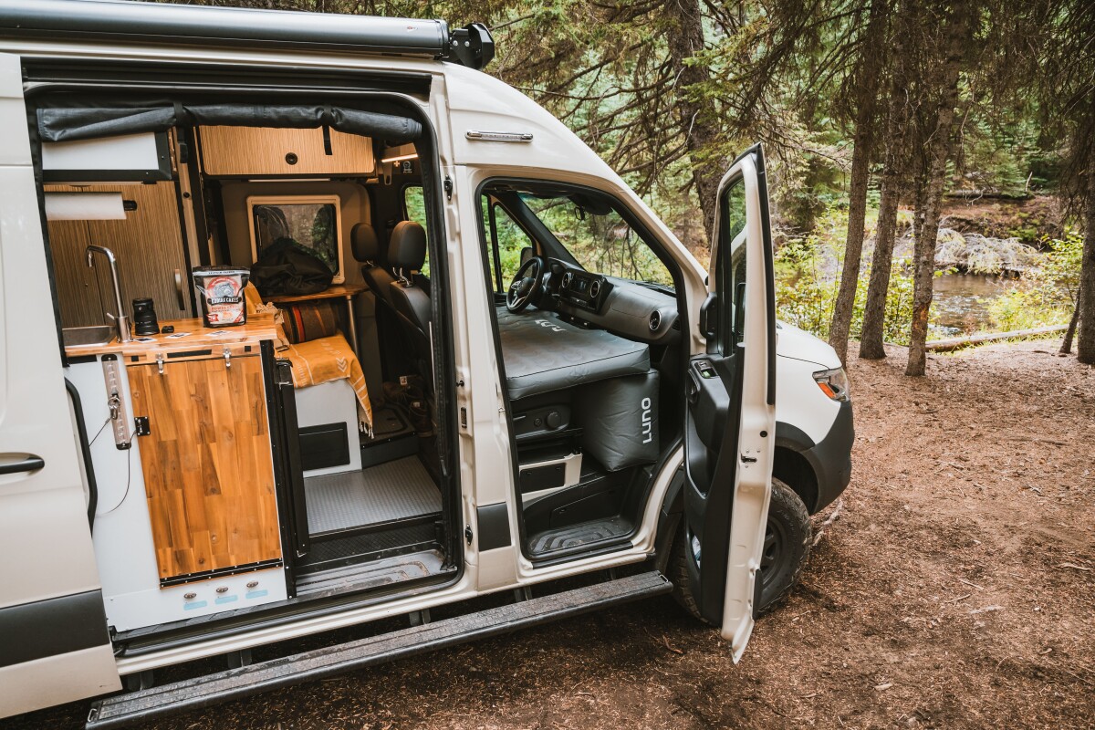 Luno frontcab inflatable mattress gives camper vans an extra bed