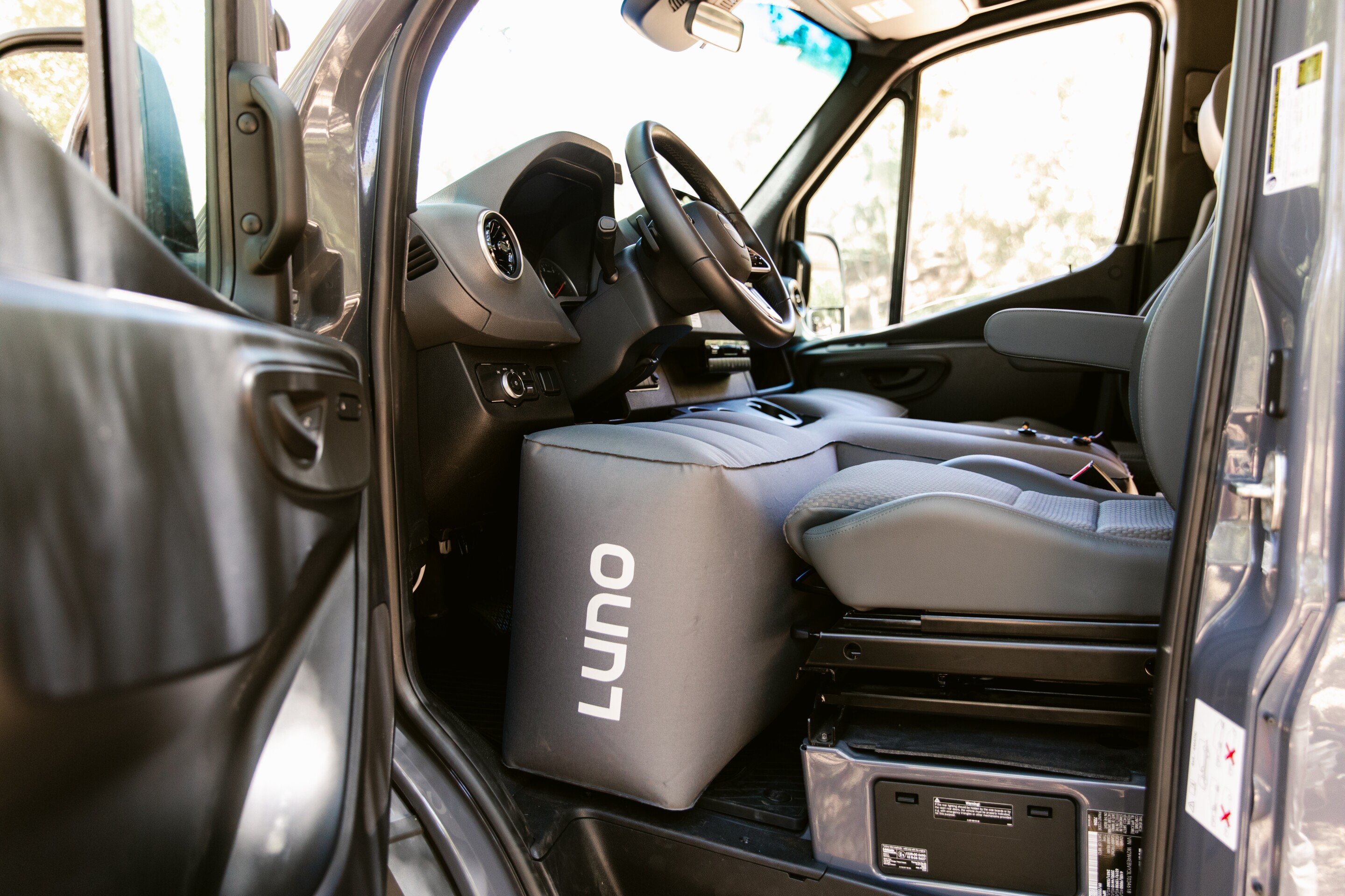 Luno frontcab inflatable mattress gives camper vans an extra bed