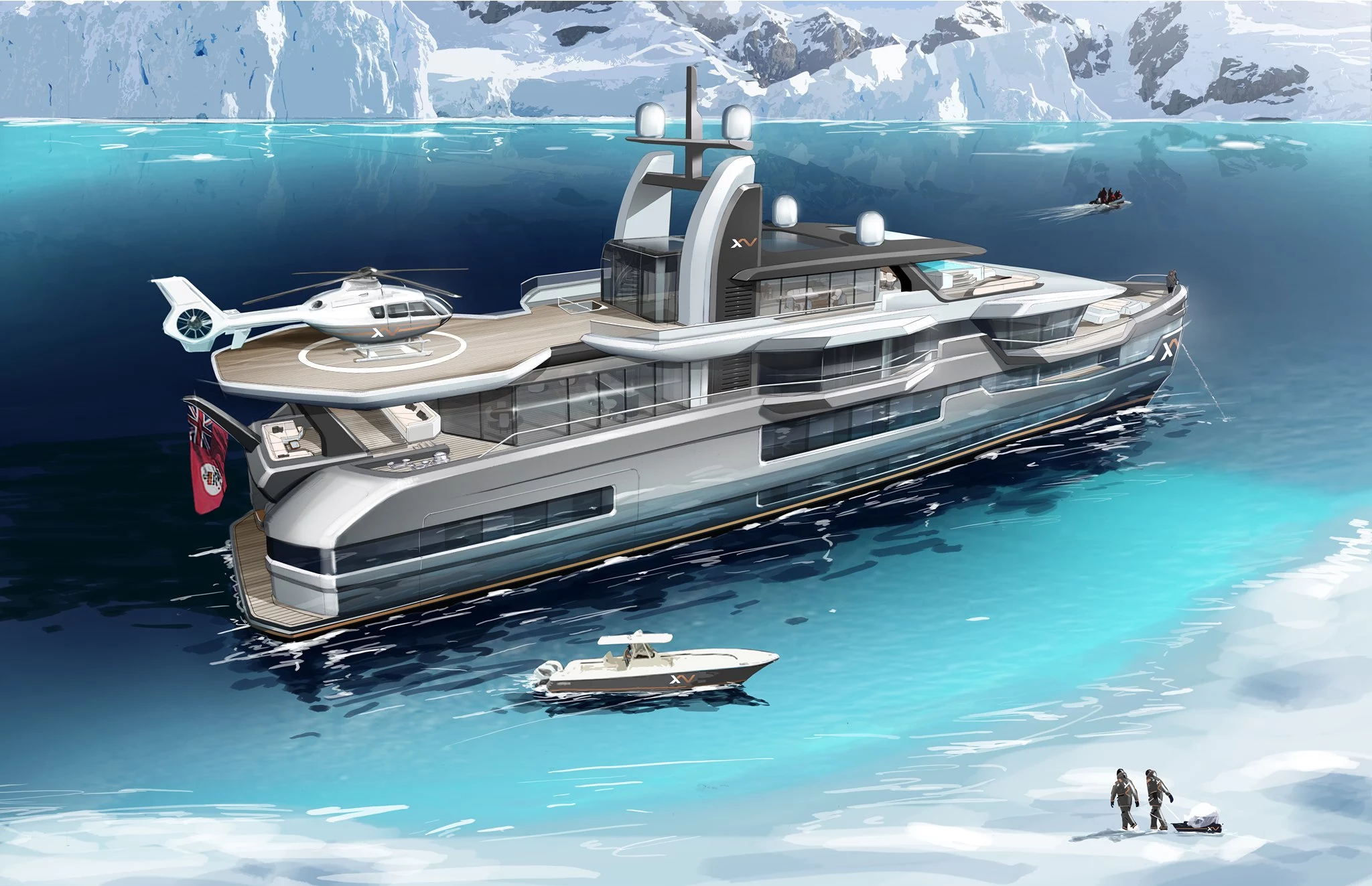 With multiple tenders, a helipad, options for submarines, jet skis and more, the Heesen Xventure is like a floating toy garage — that can travel up to 5,000 miles a fill