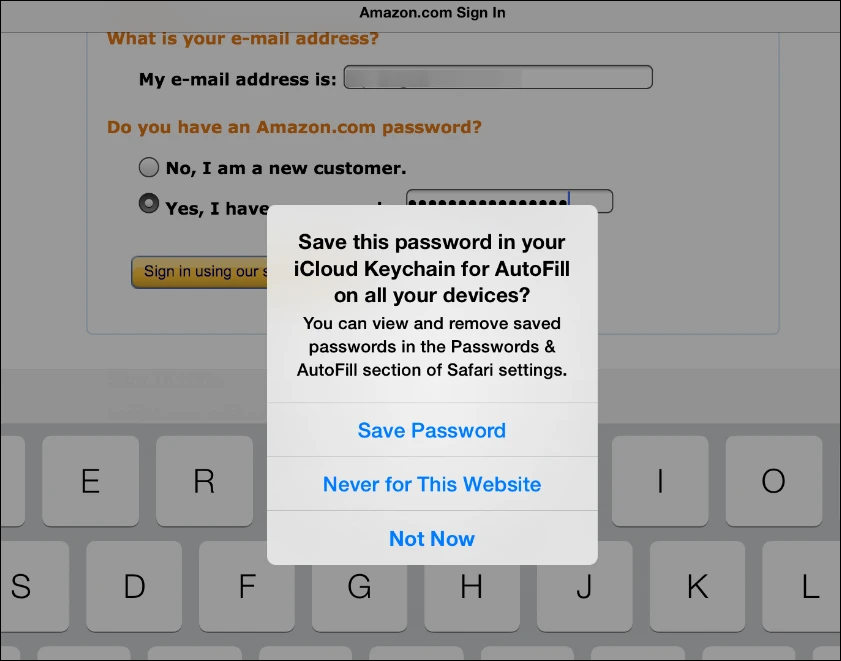 After logging in to a website, you'll be asked to save your username and password