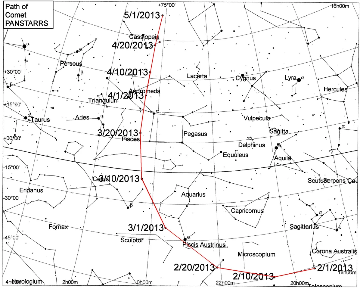 The path of Comet PANSTAARS through the skies. (Image: B. Dodson)