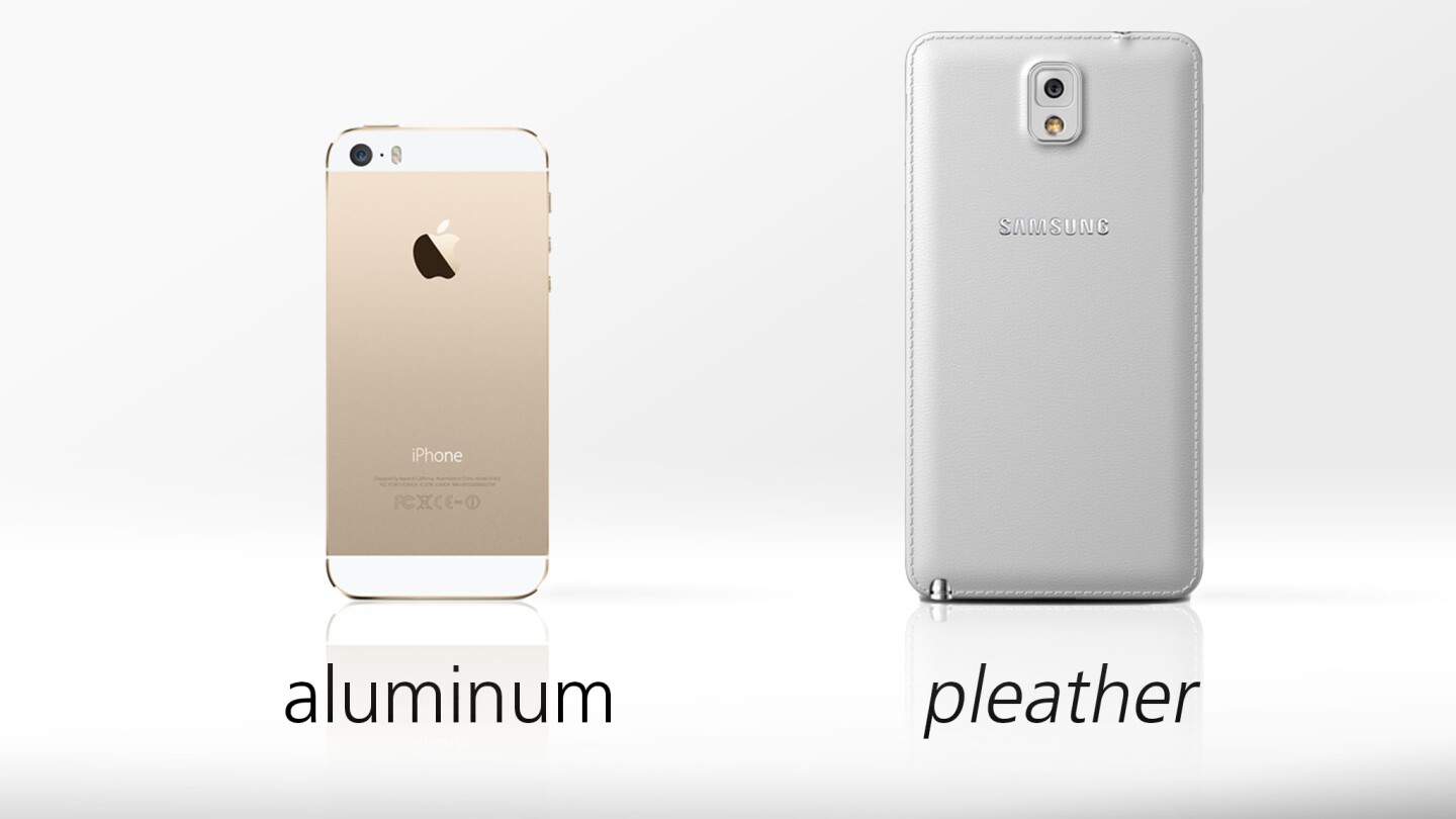 For the Note 3, Samsung ditched its glossy plastic backings for a soft faux leather