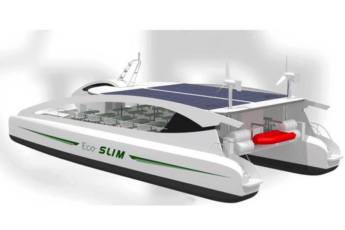 The Eco Slim, powered by wind, solar and diesel-electric sources, is officially Europe's largest "green" catamaran (Image: Drassanes Dalmau)