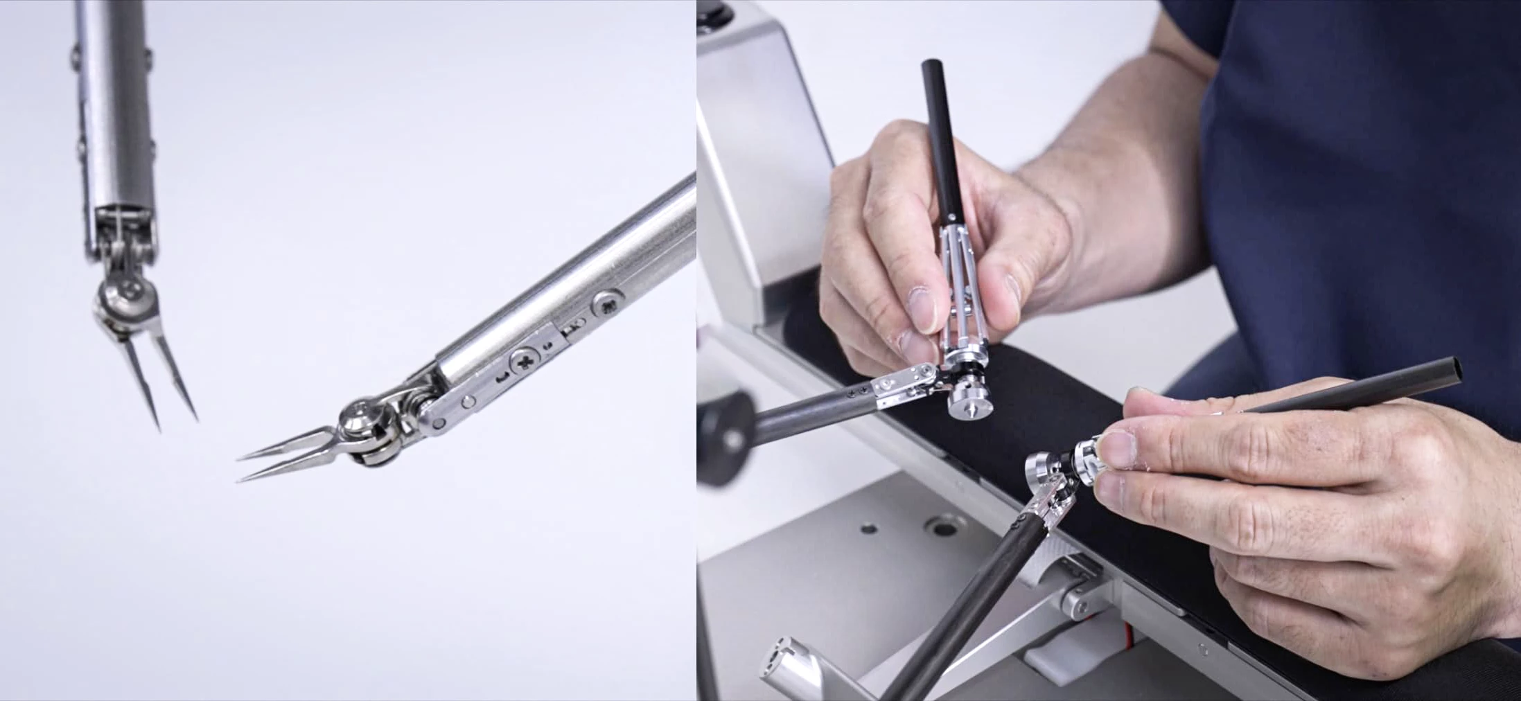 Pen-style hand controls operate smooth, low-friction actuators in the robot's joints