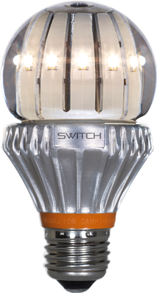 Switch Lighting's 60-W incandescent-replacement LED light bulb is filled with liquid silicone to draw heat away from the LEDs