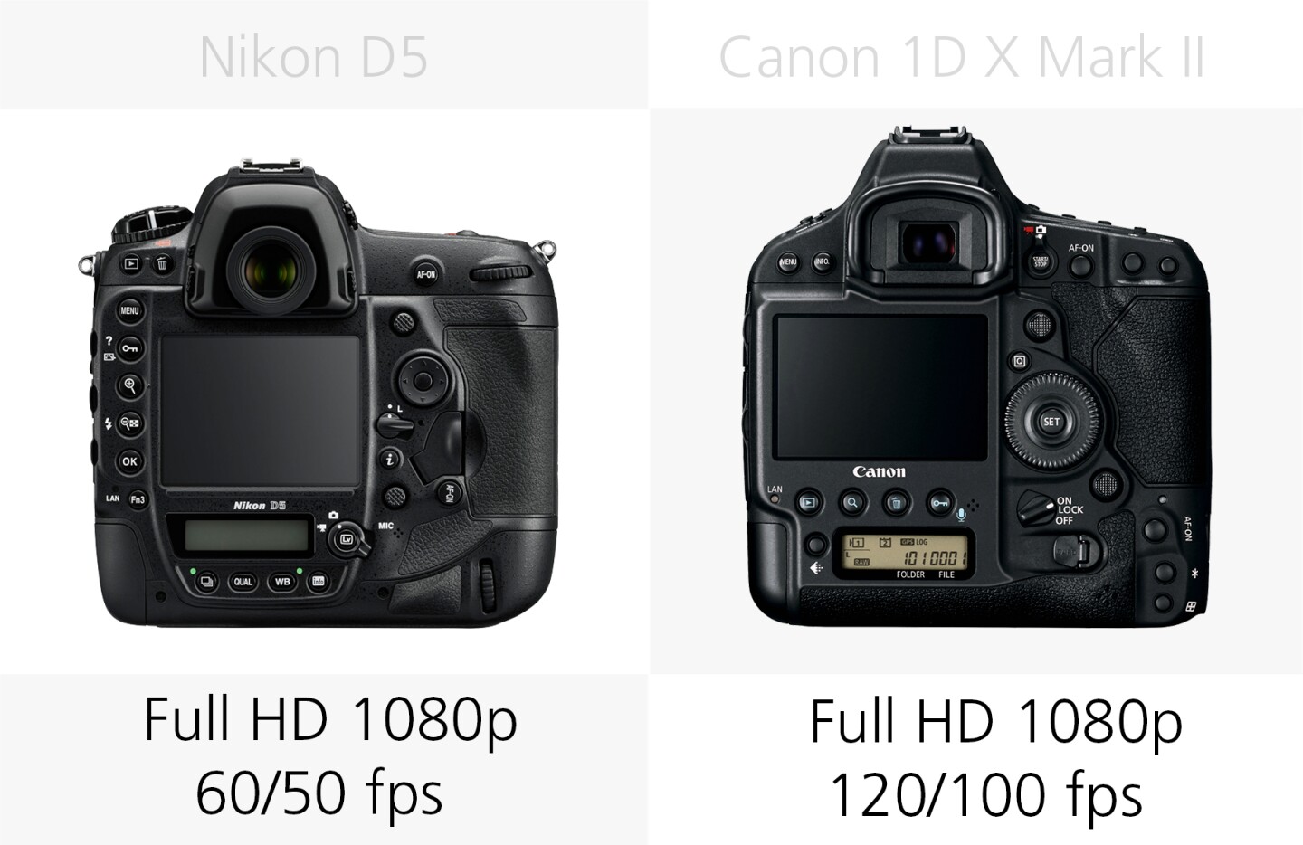 Full HD video comparison of the Nikon D5 and Canon 1D X Mark II