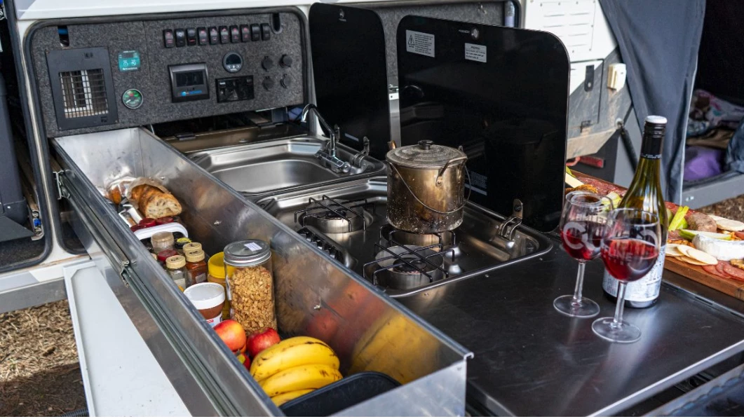 The Domino includes plenty of kitchen storage and work space