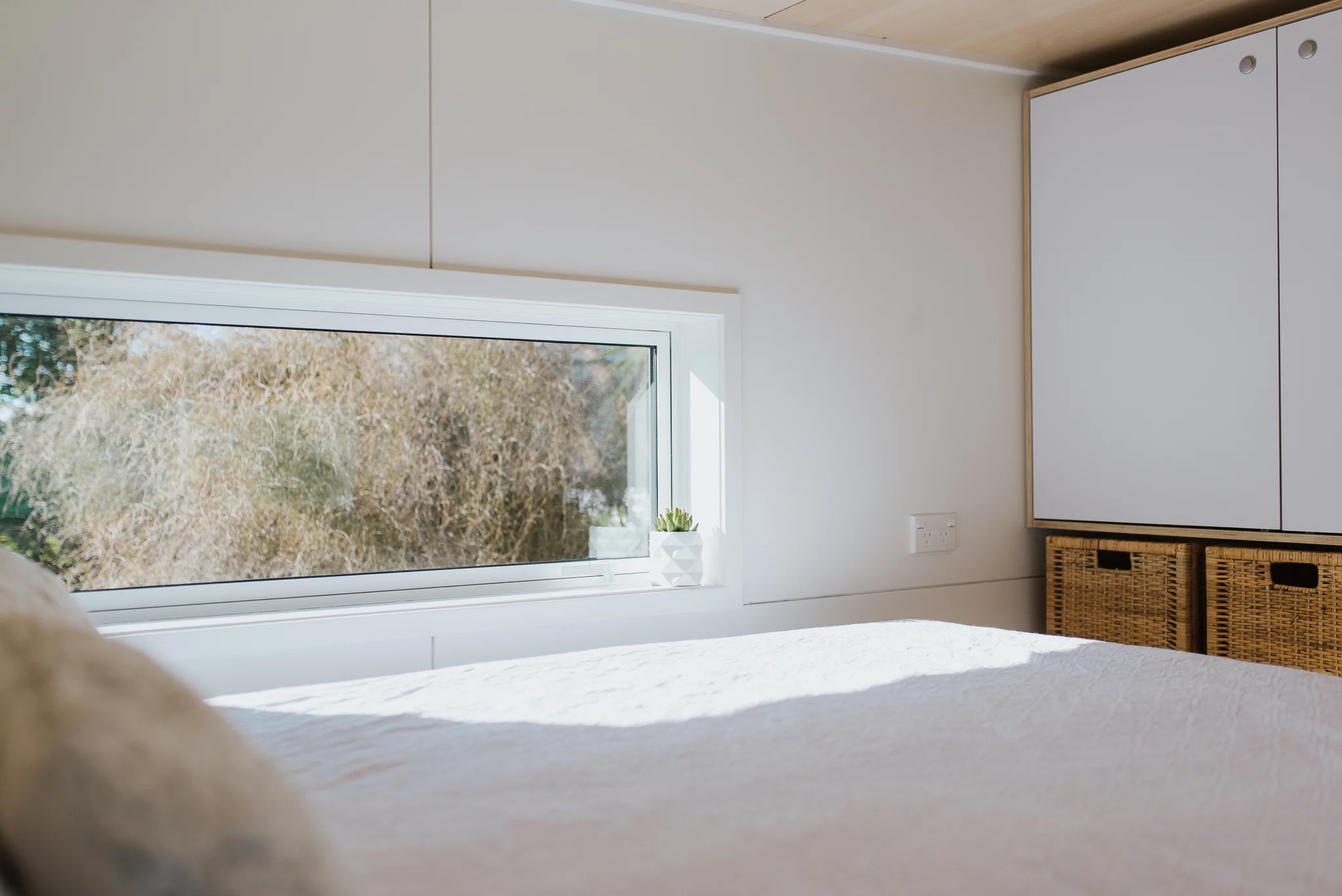 The Bitser Tiny House has one bedroom, which contains a king-sized bed