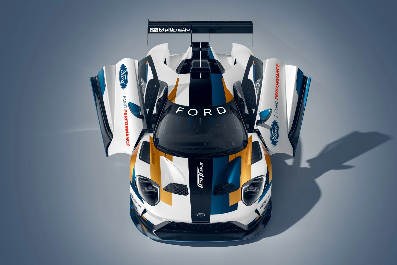 Free of rules and restrictions, the Ford GT Mk II travels a little lighter and lower than its street-going sibling