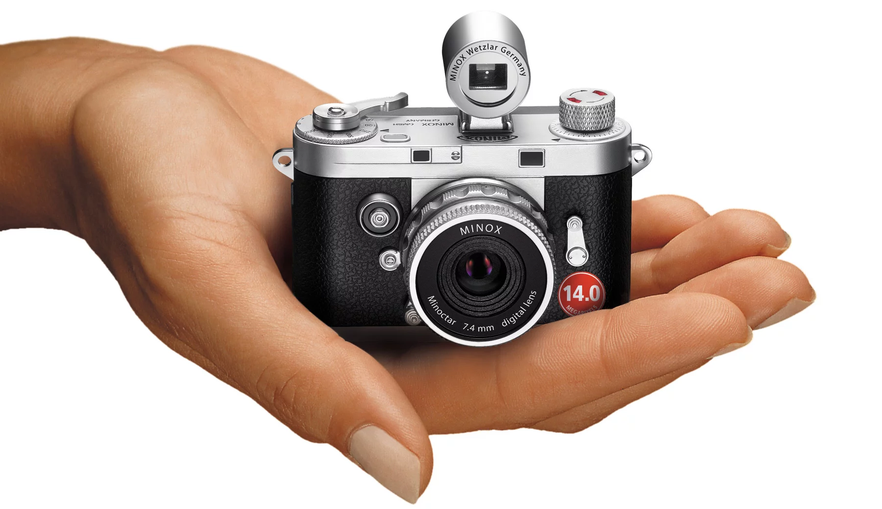 The miniaturized Minox DCC 14.0 can fit in the palm of your hand