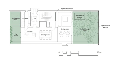 First floor plan of the Optical Glass House (Image: Hiroshi Nakamura & NAP)