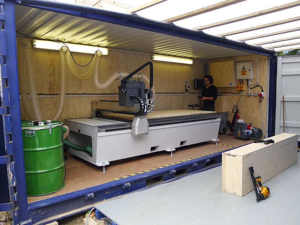 The patented D-Process transforms a 3D digital design into the home’s exact physical building components, using a computer controlled cutter