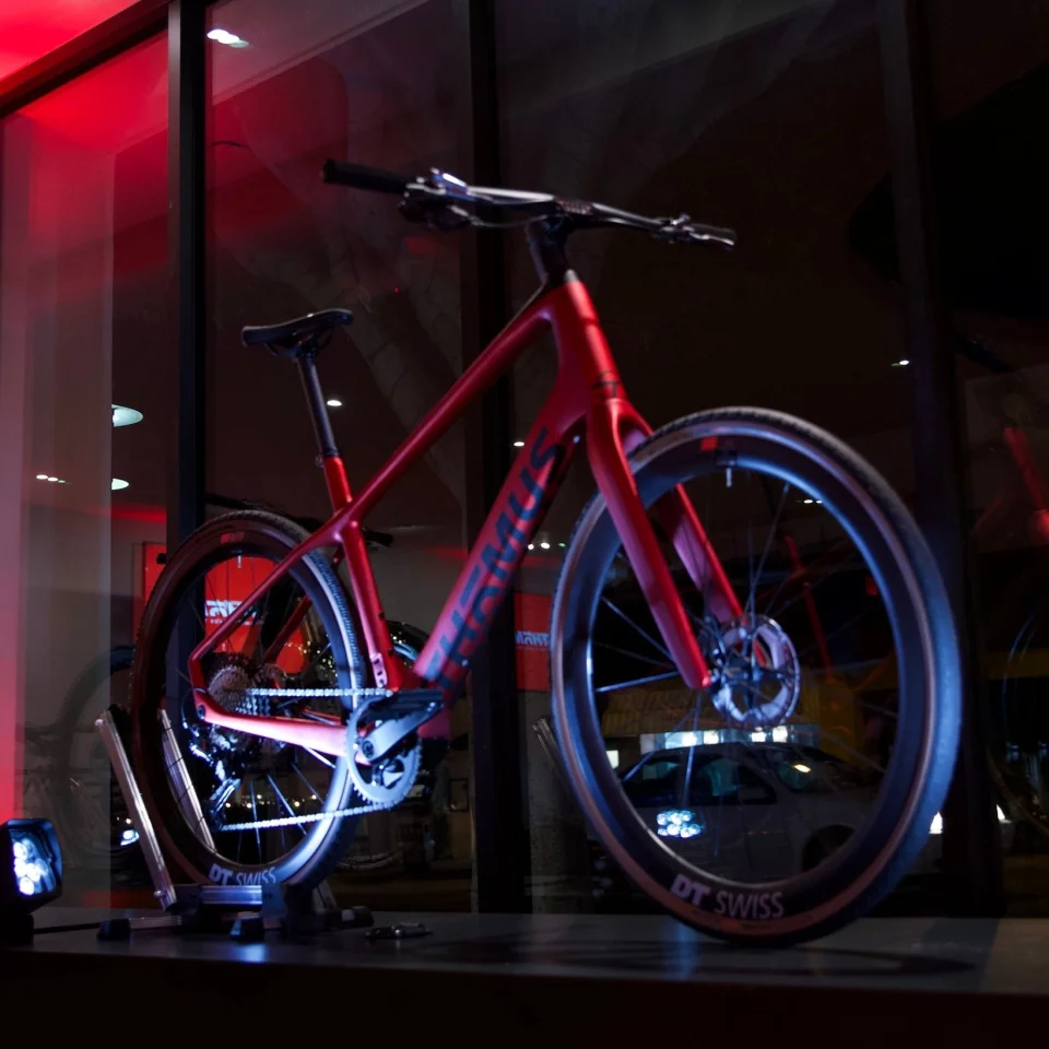 The Swissrider ebike on display at the company's new flagship store on Montana Ave. in Santa Monica, CA