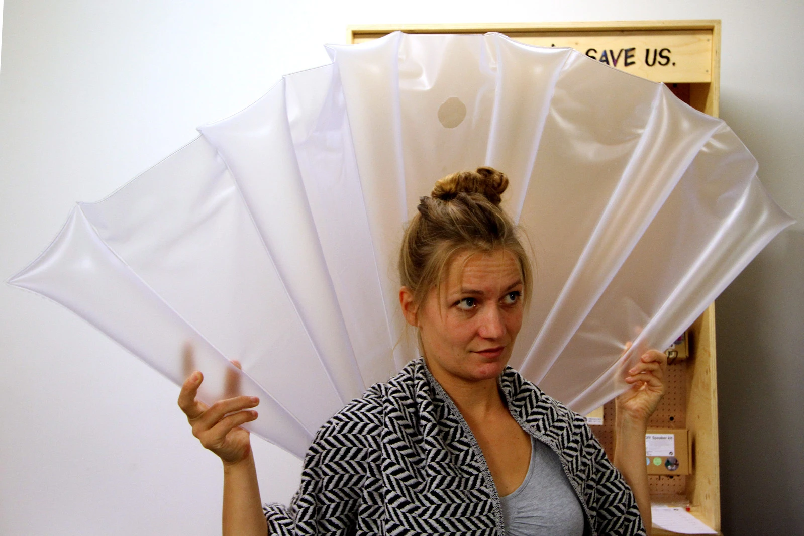 Inflatable collar fan during an early testing and design phase (Photo: Hirsch & Mann)