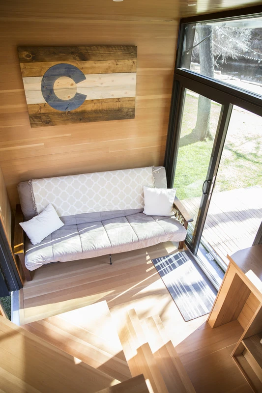The futon folds out to sleep two people