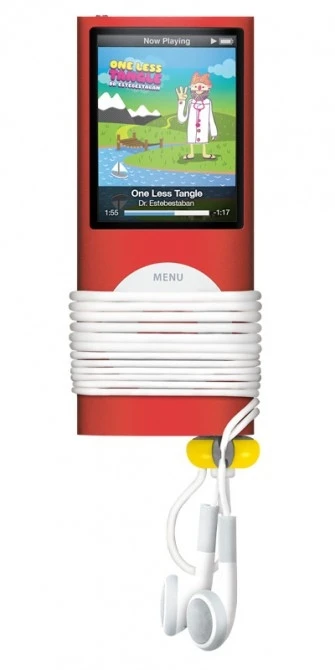 BudTrap works by sliding onto a universal earbud jack, allowing users to quickly and intuitively wrap their earbud cords around their music device or phone