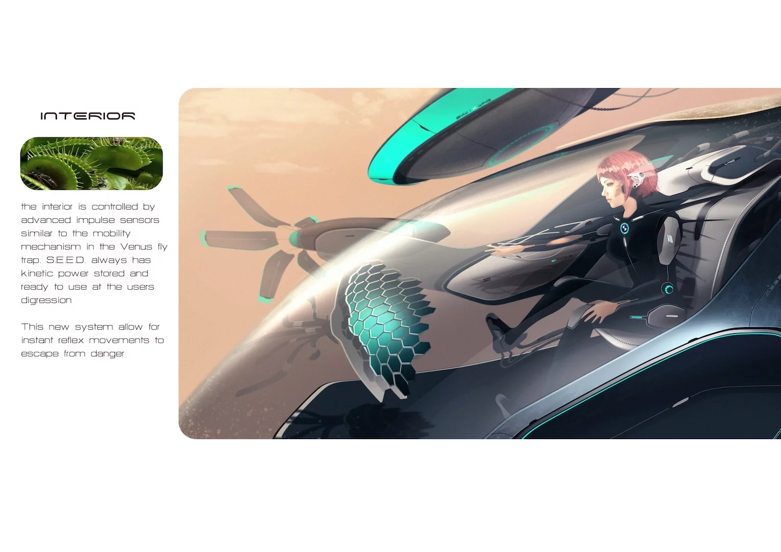 Another BMW entry, the “S.E.E.D (Sustainable Efficient Exploratory Device)” was references the maple seed to create a vehicle that could "explore the world’s harshest environments in search for new life forms and inspiration."