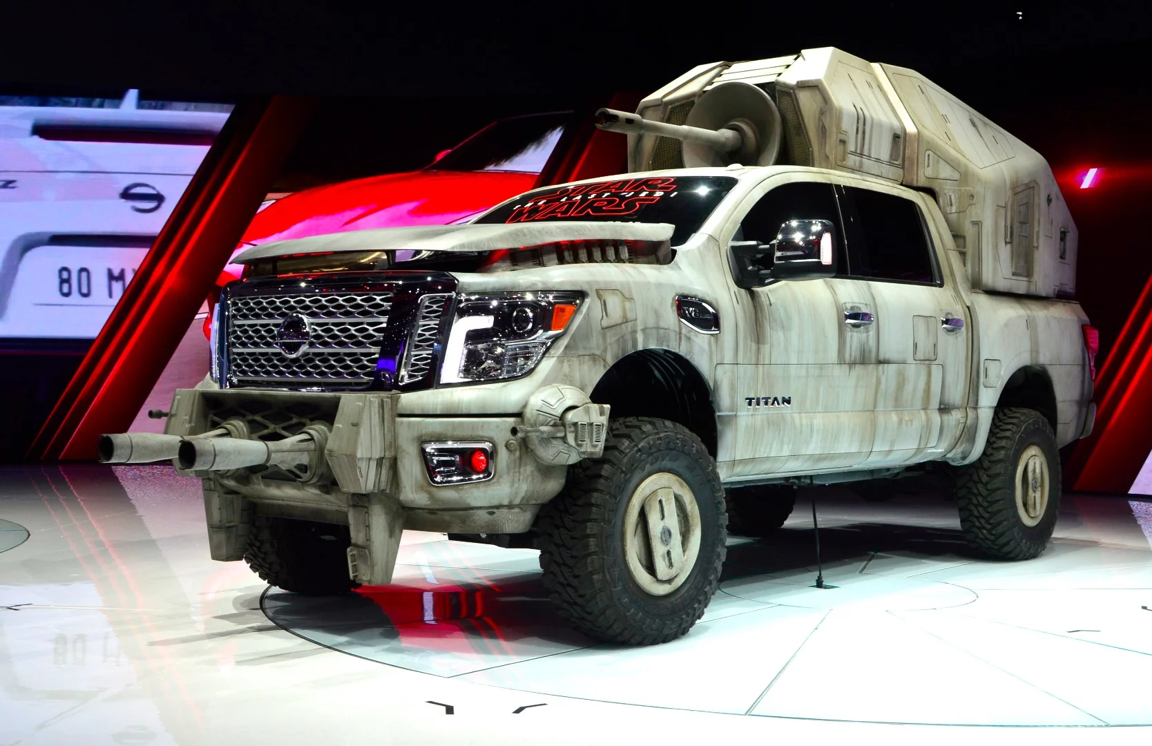 The Nissan Titan AT-M6 is one among a fleet of Star Wars-themed vehicles on display at Nissan's booth