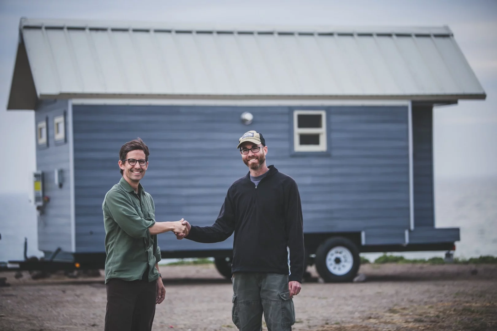 The towable Half/Half tiny house sits on a trailer