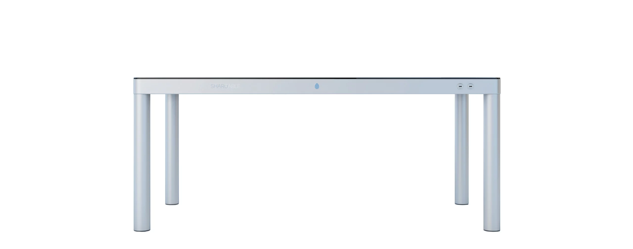 A side view of Sharetable; note that the Ethernet port and power plug can be put into any of the four legs during the order process