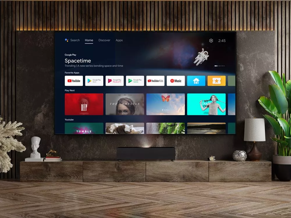 The CinemaX D2 series is made up of two UST laser projectors, one of which comes with an Android TV stick for access to popular entertainment apps