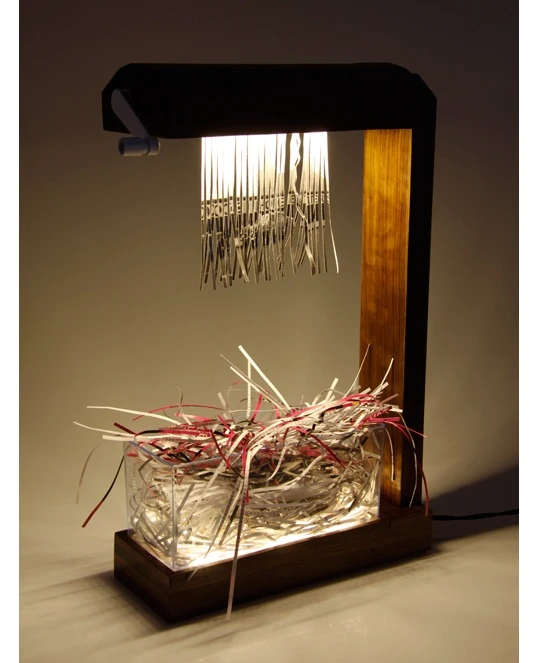 Eliminator table lamp with both light sources illuminated