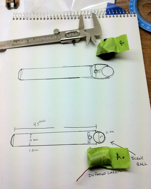 Some early gStick sketches and prototype parts