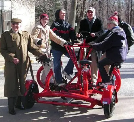 Less than seven riders can also propel the bike