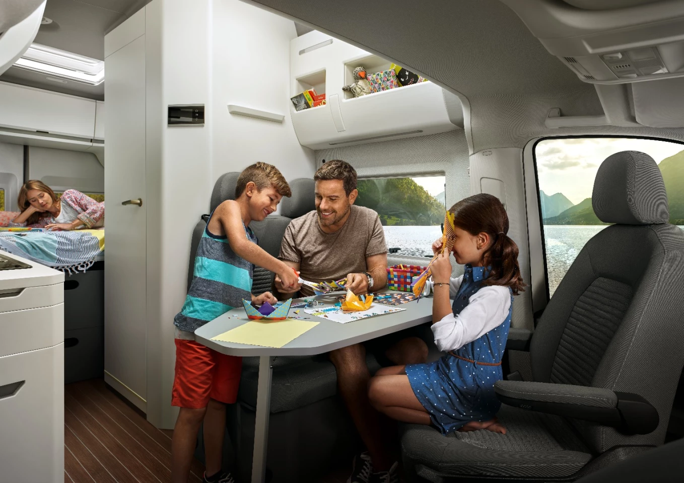 VW keeps things bright on the Grand California with light, natural color selections and plenty of windows