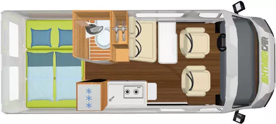 Fiat Ducato-based Free 600 floor plan for comparison